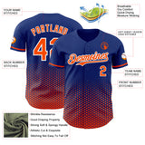 Custom Royal Orange-White Geometric Hexagonal Dot Gradient Authentic Baseball Jersey
