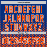 Custom Royal Orange-White Geometric Hexagonal Dot Gradient Authentic Baseball Jersey