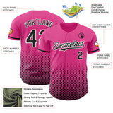 Custom Pink Black-White Geometric Hexagonal Dot Gradient Authentic Baseball Jersey