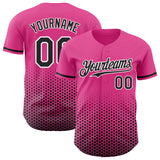 Custom Pink Black-White Geometric Hexagonal Dot Gradient Authentic Baseball Jersey