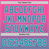 Custom Pink Teal-White Geometric Hexagonal Dot Gradient Authentic Baseball Jersey