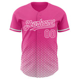 Custom Pink-White Geometric Hexagonal Dot Gradient Authentic Baseball Jersey