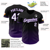 Custom Black White-Purple Geometric Hexagonal Dot Gradient Authentic Baseball Jersey