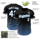 Custom Black White-Light Blue Geometric Hexagonal Dot Gradient Authentic Baseball Jersey
