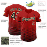 Custom Red Black-Cream Geometric Hexagonal Dot Gradient Authentic Baseball Jersey