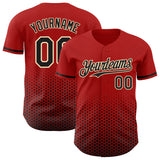 Custom Red Black-Cream Geometric Hexagonal Dot Gradient Authentic Baseball Jersey
