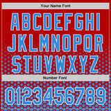 Custom Red Electric Blue-White Geometric Hexagonal Dot Gradient Authentic Baseball Jersey