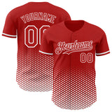 Custom Red-White Geometric Hexagonal Dot Gradient Authentic Baseball Jersey