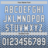 Custom Light Blue White-Black Geometric Hexagonal Dot Gradient Authentic Baseball Jersey