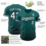 Custom Teal White-Black Geometric Hexagonal Dot Gradient Authentic Baseball Jersey