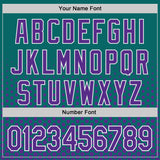 Custom Teal Purple-White Geometric Hexagonal Dot Gradient Authentic Baseball Jersey