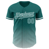 Custom Teal-White Geometric Hexagonal Dot Gradient Authentic Baseball Jersey