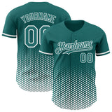 Custom Teal-White Geometric Hexagonal Dot Gradient Authentic Baseball Jersey