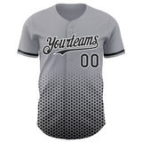 Custom Gray Black-White Geometric Hexagonal Dot Gradient Authentic Baseball Jersey