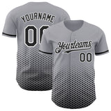 Custom Gray Black-White Geometric Hexagonal Dot Gradient Authentic Baseball Jersey