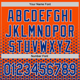 Custom Orange Royal-White Geometric Hexagonal Dot Gradient Authentic Baseball Jersey