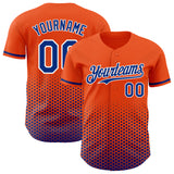 Custom Orange Royal-White Geometric Hexagonal Dot Gradient Authentic Baseball Jersey