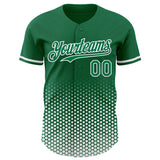 Custom Kelly Green-White Geometric Hexagonal Dot Gradient Authentic Baseball Jersey