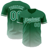 Custom Kelly Green-White Geometric Hexagonal Dot Gradient Authentic Baseball Jersey