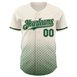 Custom Cream-Green Geometric Hexagonal Dot Gradient Authentic Baseball Jersey