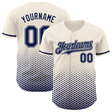 Custom Cream-Navy Geometric Hexagonal Dot Gradient Authentic Baseball Jersey