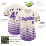 Custom Cream-Purple Geometric Hexagonal Dot Gradient Authentic Baseball Jersey