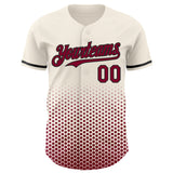 Custom Cream Maroon-Black Geometric Hexagonal Dot Gradient Authentic Baseball Jersey