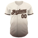 Custom Cream-Brown Geometric Hexagonal Dot Gradient Authentic Baseball Jersey