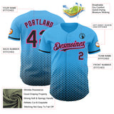 Custom Sky Blue Black-Pink Geometric Hexagonal Dot Gradient Authentic Baseball Jersey
