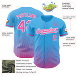 Custom Sky Blue Pink-White Geometric Hexagonal Dot Gradient Authentic Baseball Jersey