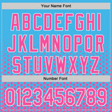 Custom Sky Blue Pink-White Geometric Hexagonal Dot Gradient Authentic Baseball Jersey