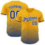 Custom Gold Royal-White Geometric Hexagonal Dot Gradient Authentic Baseball Jersey