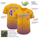 Custom Gold Purple-White Geometric Hexagonal Dot Gradient Authentic Baseball Jersey