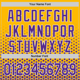 Custom Gold Purple-White Geometric Hexagonal Dot Gradient Authentic Baseball Jersey
