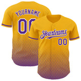 Custom Gold Purple-White Geometric Hexagonal Dot Gradient Authentic Baseball Jersey