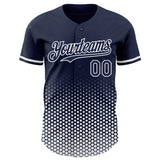 Custom Navy-White Geometric Hexagonal Dot Gradient Authentic Baseball Jersey