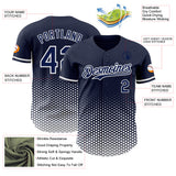 Custom Navy-White Geometric Hexagonal Dot Gradient Authentic Baseball Jersey