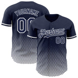 Custom Navy-White Geometric Hexagonal Dot Gradient Authentic Baseball Jersey