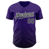 Custom Purple Black-White Geometric Hexagonal Dot Gradient Authentic Baseball Jersey