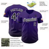Custom Purple Black-White Geometric Hexagonal Dot Gradient Authentic Baseball Jersey
