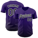 Custom Purple Black-White Geometric Hexagonal Dot Gradient Authentic Baseball Jersey