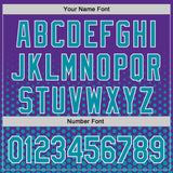 Custom Purple Teal-White Geometric Hexagonal Dot Gradient Authentic Baseball Jersey