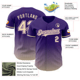Custom Purple-Cream Geometric Hexagonal Dot Gradient Authentic Baseball Jersey