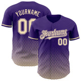 Custom Purple-Cream Geometric Hexagonal Dot Gradient Authentic Baseball Jersey