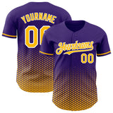 Custom Purple Gold-White Geometric Hexagonal Dot Gradient Authentic Baseball Jersey