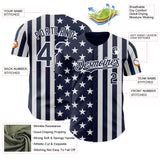 Custom Navy-White USA Flag Patriotic Split Stars and Stripes Authentic Baseball Jersey