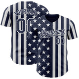 Custom Navy-White USA Flag Patriotic Split Stars and Stripes Authentic Baseball Jersey
