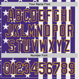 Custom Purple White-Gold USA Flag Patriotic Split Stars and Stripes Authentic Baseball Jersey