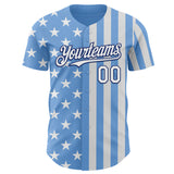 Custom Light Blue White-Royal USA Flag Patriotic Split Stars and Stripes Authentic Baseball Jersey