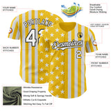Custom Yellow White-Black USA Flag Patriotic Split Stars and Stripes Authentic Baseball Jersey